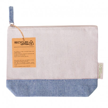 Neceser de algodón reciclado beig y azul 180 gr
