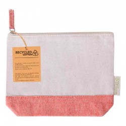 Neceser de algodón reciclado beig y rojo 180 gr