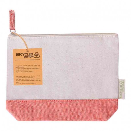 Neceser de algodón reciclado beig y rojo 180 gr